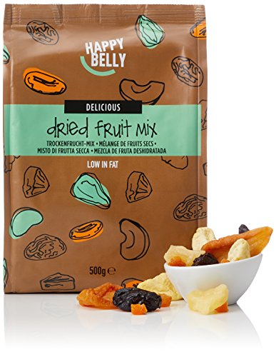 Marca Amazon - Happy Belly Mezcla de frutas deshidratada, 500 g