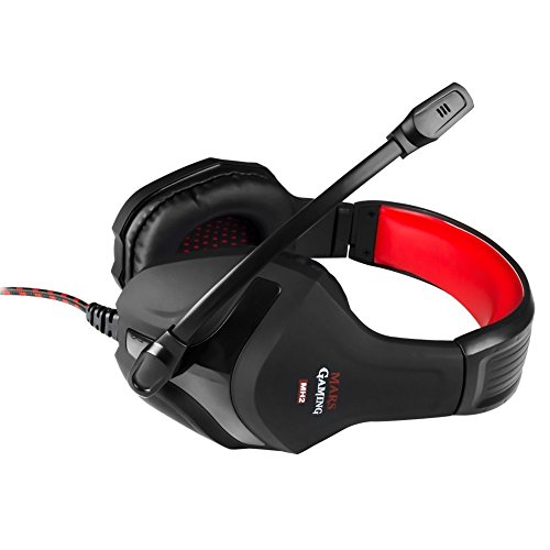 Mars Gaming MH2, Cascos Gaming, 1, Negro Y Rojo