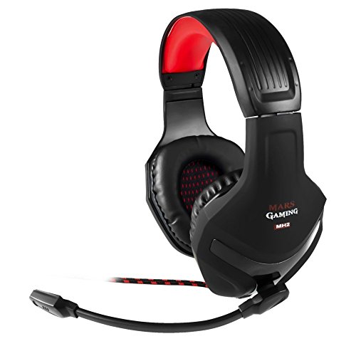 Mars Gaming MH2, Cascos Gaming, 1, Negro Y Rojo