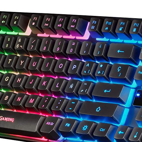 MARSGAMING MCPTKLES, Combo RGB Teclado H-Mech TKL, Ratón 3200DPI, Layout Español