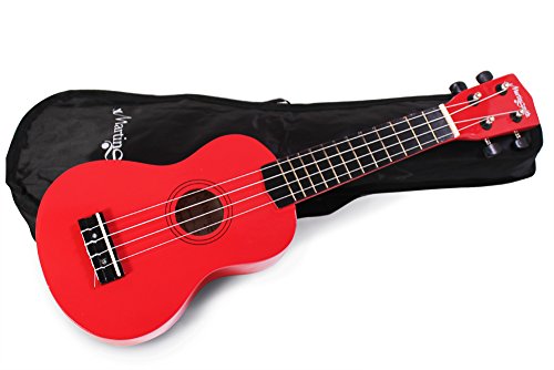 Martin Smith Ukelele soprano con bolsa de ukelele, color Roja