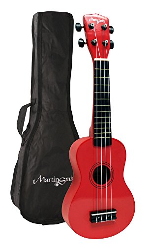 Martin Smith Ukelele soprano con bolsa de ukelele, color Roja