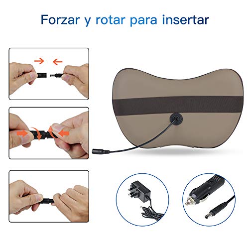 Masajeador Cervical - ESSEASON Shiatsu Cojin Masajeador con función de calentamiento 3 velocidades ajustables Los Nódulos de Amasamiento Profundo 3D giran Casa Oficina y Coche Uso