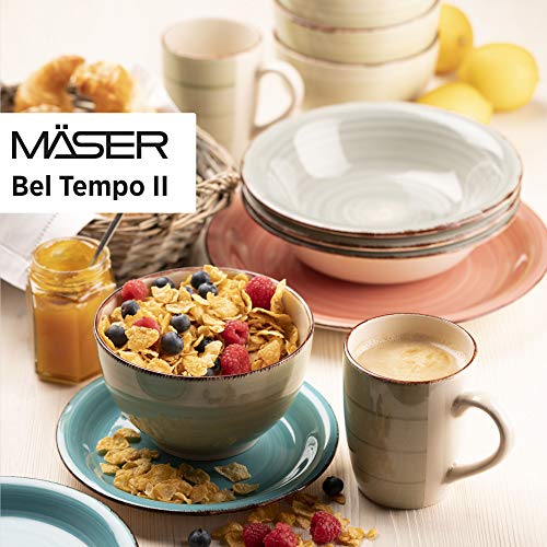 MÄSER 931498 Bel Tempo II - Vajilla para 4 personas (16 piezas, cerámica, pintado a mano), diseño vintage