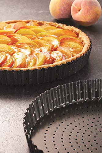 Master Class – Molde para horno antiadherente estriado con base extraíble para tartas (/Quiche Pan, 28 cm (11 ")