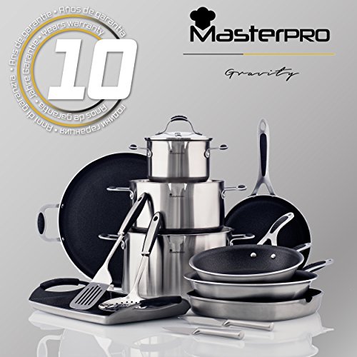Masterpro PK1276 Gravity Set de sartenes 20/24/28 cms. Aluminio prensado, inducción