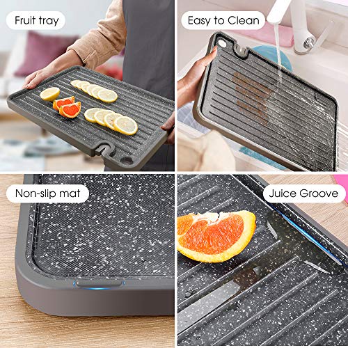 Masthome Tabla de Cortar de Cocina de plástico de Doble Cara con Sacapuntas Laterales,Con 2 Piezas Tablas de Cortar de Cocina de Flexible y 1 tijeras y 1 pelador