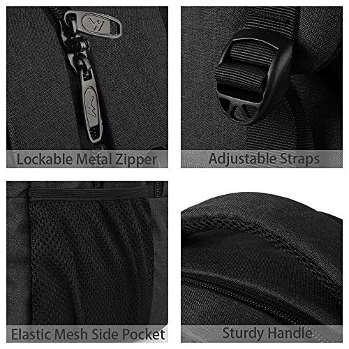 MATEIN Mochila Portatil Mochila Hombre Impermeable Mochila Ordenador Portatil 15.6 Pulgadas Mochila Portatil con Puerto USB Mochila Antirrobo del Negocio Trabajo Diario Viaje Escolares - Negro