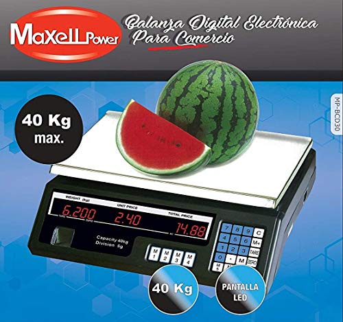 Maxell Power CE BASCULA Digital BALANZA Digital Electronica para Comercio Pesa FRUTERA 40KG MP-BCS50