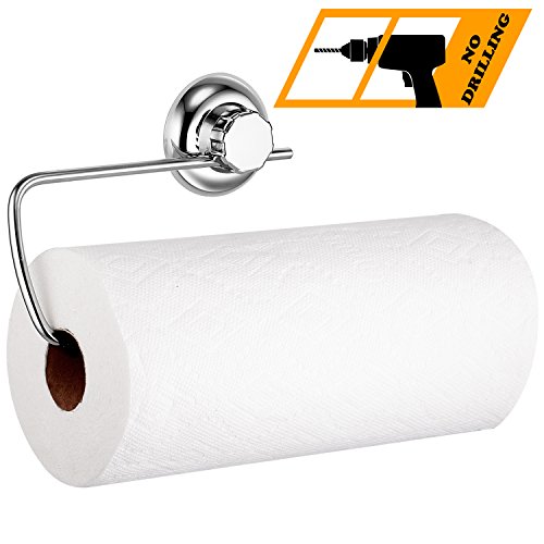 MaxHold Sistema de vacío -Soportes de Pared para portarrollos de Cocina - Portarrollos de Papel de Cocina- Acero Inoxidable - sin taladrar-Almacenamiento de Cocina y baño