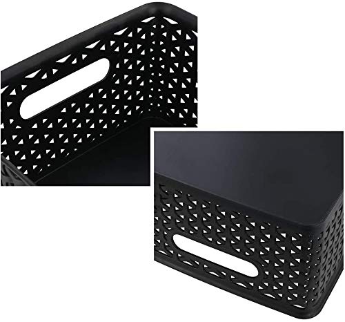 Mayish Cestas de Almacenamiento de Ratán para Dormitorio Baño Cocina Plástico, Color Negro, 6 Paquetes