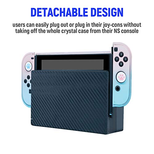 Mcbazel Project Design Dockable Protective Case with Joy-con Faceplate and Thumb Cap for NS Switch Pink/ Blue( Not for Switch Lite)