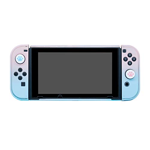 Mcbazel Project Design Dockable Protective Case with Joy-con Faceplate and Thumb Cap for NS Switch Pink/ Blue( Not for Switch Lite)