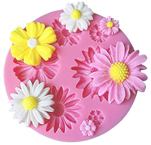 mciskin Moldes de fondant de pastel de flores,mini Moldes de Silicona de Flores,Molde de flores rosas,Moldes de flores,Decoración de pastel de chocolate fondant(3 piezas)