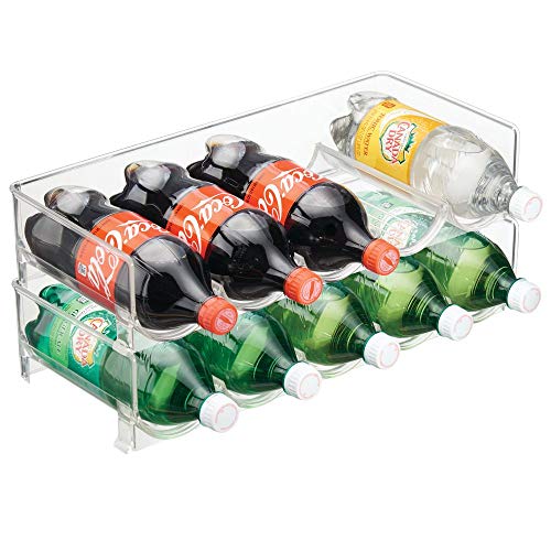 mDesign Botellero para nevera o vinoteca – Botellero apilable para 5 botellas – Soporte para botellas de vino, agua y refrescos, ideal para frigorífico o despensa – Plástico transparente