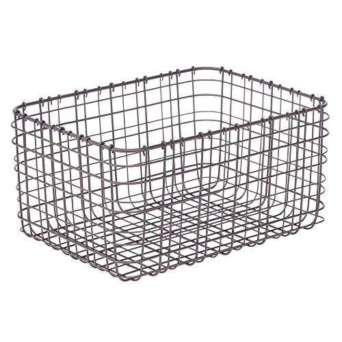 mDesign Caja multiusos de metal – Caja organizadora multifunción para cocina, despensa, etc. – Cesta de almacenaje de alambre, compacta y universal – color bronce