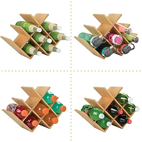 mDesign Estante para Botellas de Vino – Botelleros de Madera para Vino u Otras Bebidas – Vinoteca de Madera para 8 Botellas – Color Natural