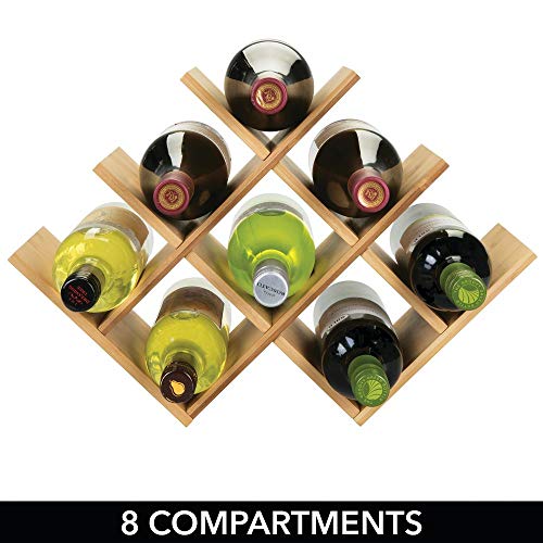 mDesign Estante para Botellas de Vino – Botelleros de Madera para Vino u Otras Bebidas – Vinoteca de Madera para 8 Botellas – Color Natural