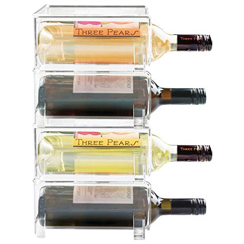 mDesign Juego de 8 Modernos estantes para Botellas – Botellero apilable para Botellas de Agua, de Vino y cantimploras – Elegante vinoteca para la Cocina y la despensa – Transparente