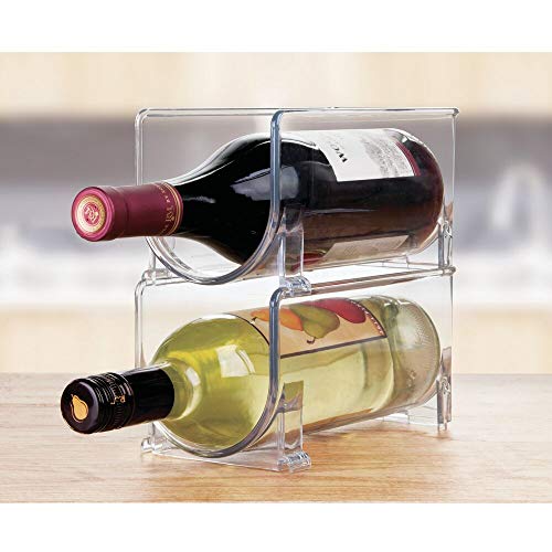 mDesign Juego de 8 Modernos estantes para Botellas – Botellero apilable para Botellas de Agua, de Vino y cantimploras – Elegante vinoteca para la Cocina y la despensa – Transparente