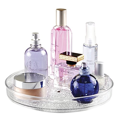 mDesign Organizador de maquillaje – Soporte giratorio para cosméticos y productos de belleza – transparente