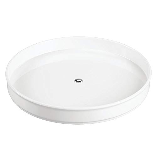 mDesign Plato giratorio para estantes de cocina – 22,9 cm de diámetro – Práctico soporte para especias para los armarios de la cocina – Especiero giratorio de plástico – blanco