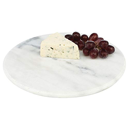 mDesign Plato redondo para servir – Base de mármol grande para cocina, comedor, baño o dormitorio – Bandeja para tartas, salchichas y queso o para el desayuno – gris mármol