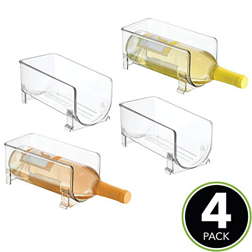 mDesign Soporte para botellas de vino apilable – Botellero para vinos con capacidad para 4 botellas – El accesorio de cocina imprescindible – transparente