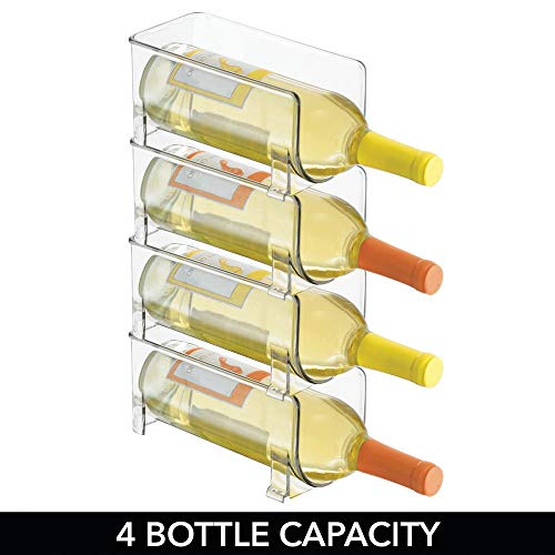 mDesign Soporte para botellas de vino apilable – Botellero para vinos con capacidad para 4 botellas – El accesorio de cocina imprescindible – transparente