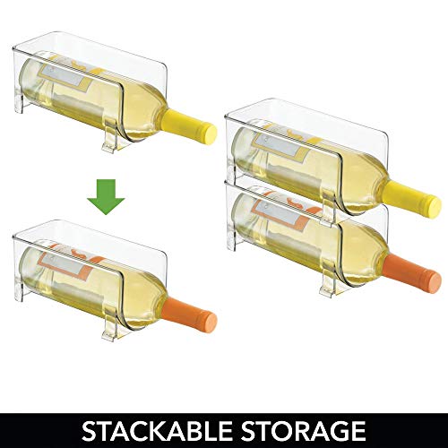 mDesign Soporte para botellas de vino apilable – Botellero para vinos con capacidad para 4 botellas – El accesorio de cocina imprescindible – transparente