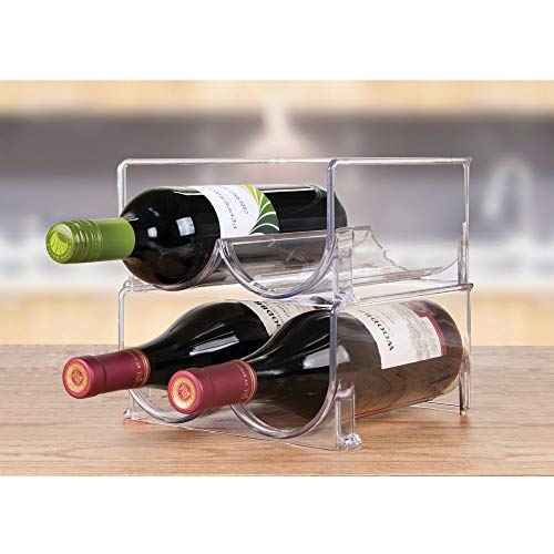 mDesign – Soporte para botellas de vino y otras bebidas – Botellero para vinos para cuatro botellas – Práctico accesorio de cocina – Fabricado con plástico – Color: transparente