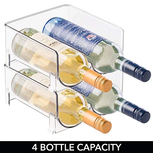 mDesign – Soporte para botellas de vino y otras bebidas – Botellero para vinos para cuatro botellas – Práctico accesorio de cocina – Fabricado con plástico – Color: transparente