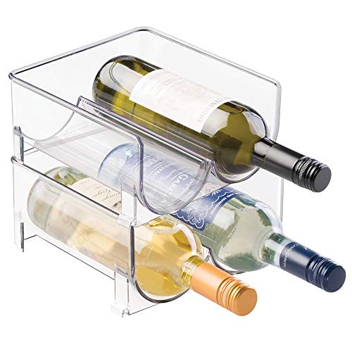 mDesign – Soporte para botellas de vino y otras bebidas – Botellero para vinos para cuatro botellas – Práctico accesorio de cocina – Fabricado con plástico – Color: transparente