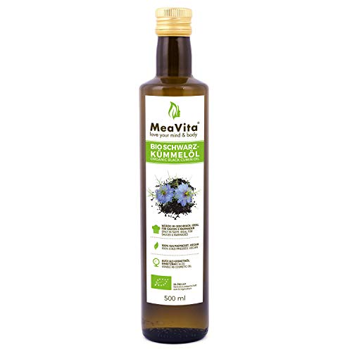 Meavita Aceite de Comino Negro Orgánico, Prensado en Frío, 1 Paquete, 500 ml