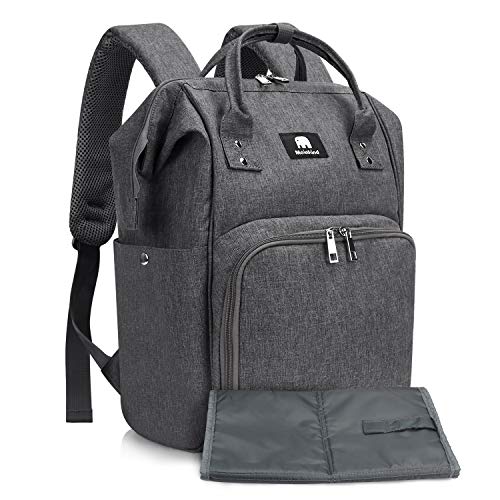 Meinkind Bolso-Mochila Bebe, Mochila Carrito Bebe Mamá Viajar, Bolso Carro Bebe Multifuncional Portátil, Mochila Bebe para Pañales y Biberones Térmicos, Oxford Bolso Bebe con Gran Capacidad, Gris