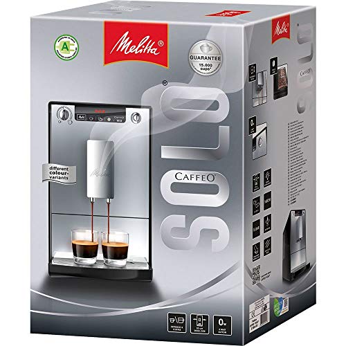 Melitta Caffeo Solo E950-104, Cafetera Automática con Molinillo, 15 Bares, Café en Grano para Espresso, Limpieza Automática, Personalizable, Rojo