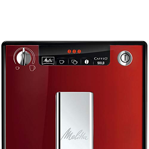 Melitta Caffeo Solo E950-104, Cafetera Automática con Molinillo, 15 Bares, Café en Grano para Espresso, Limpieza Automática, Personalizable, Rojo