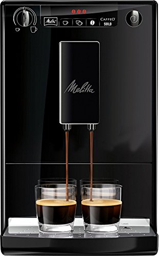 Melitta Caffeo Solo E950-222, Cafetera Automática con Molinillo, 15 Bares, Café en Grano para Espresso, Limpieza Automática, Personalizable, Pure Black