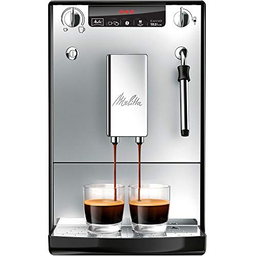 Melitta Caffeo Solo&Milk E953-102, Cafetera Automática con Sistema de Leche, Molinillo, 15 Bares, Café en Grano, Limpieza Automática, Personalizable, Plata