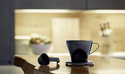 Melitta Cuchara Plástico Café Pour Over, 8, 10 o 12 Gramos | con Líneas Medidoras | Mango Ergonómico | Fondo Plano |13,5 Centímetros | Negro