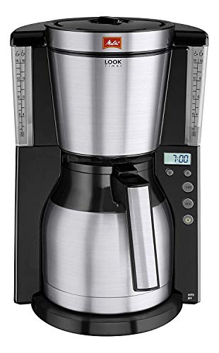 Melitta Look IV Therm Timer Cafetera de Filtro, 1000 W, Negro/Acero Inoxidable Mate