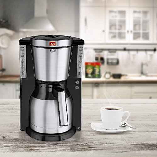 Melitta Look Therm Deluxe Cafetera de Filtro, 1000 W, 1.25 litros, Negro/Acero Inoxidable