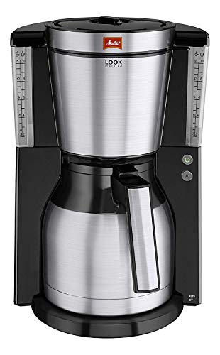 Melitta Look Therm Deluxe Cafetera de Filtro, 1000 W, 1.25 litros, Negro/Acero Inoxidable