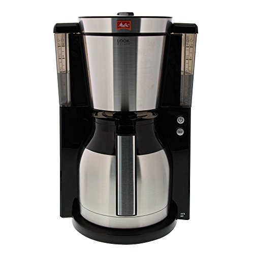 Melitta Look Therm Deluxe Cafetera de Filtro, 1000 W, 1.25 litros, Negro/Acero Inoxidable