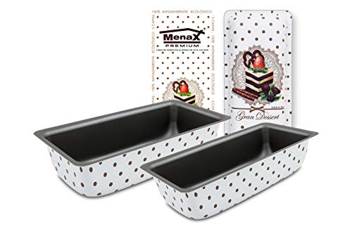 Menax Gran Dessert - Molde Bizcocho Repostería Horno Plumcake Rectangular - Pan Bizcochos - Aluminio 5 Capas de Recubrimiento Antiadherente Ecológico - 26 cm y 30 cm - Set de 2 - Made in Italy