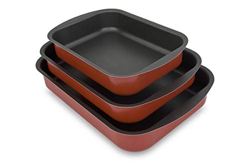 Menax - Rustidera de Horno - Recubrimiento Antiadherente - Set de 3 - Made in Italy