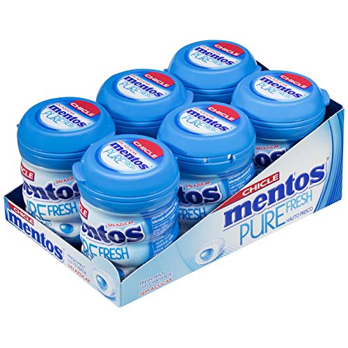 Mentos Chicle Menta, Sin Azúcar - 6 unidades de 60 gr. (Total 360 gr.)