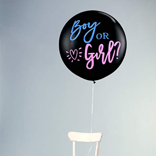 Meowoo Globos de Revelación de Género, Grande Látex Globos Boy or Girl 90cm Con Confeti Rosa y Azul para Fiesta Decoration (Negro)