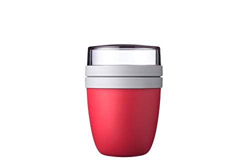 Mepal Lunchpot Ellipse Nordic Red – Vaso de cereales de 500 ml práctico para yogur – apto para congelador, microondas y lavavajillas, PP/PCTG, talla única