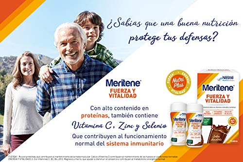 Meritene® FUERZA Y VITALIDAD - Suplementa tu nutrición y mantén tu sistema inmune con vitaminas, minerales y proteínas - Batido de Café descafeinado - Estuche (15 sobres de 30g)